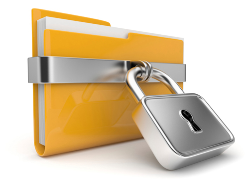 Yellow file folder with padlock