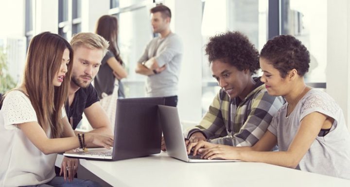 Diverse Students Working at Computers