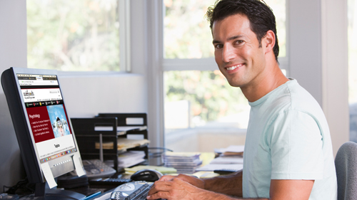 Man Smiling Interacting with strive4growth Website